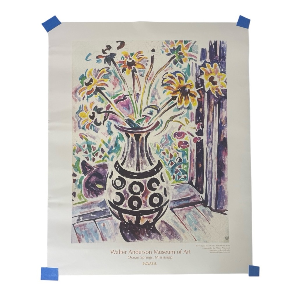 Walter Anderson Black-Eyed Susans In A Shearwater Vase Print 16x20